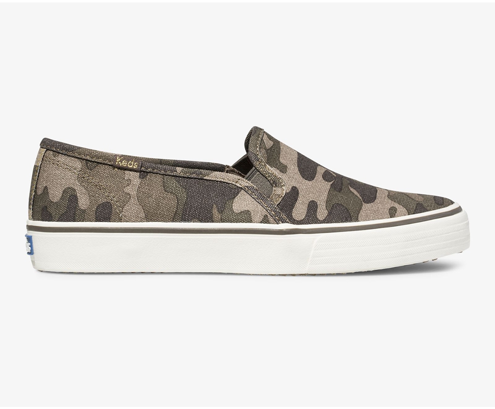 Keds Slip Ons Olive - Washable Double Decker Camo - Womens TDIPQE-487